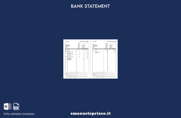 stile verificato Modello di pagine di parole di estratto conto bancario standard